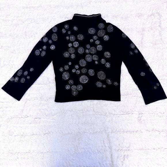 NIC+ZOE size M Coterie Cardigan fall cozy | Black w/ Gold Swirl Embroidery - Picture 4 of 6